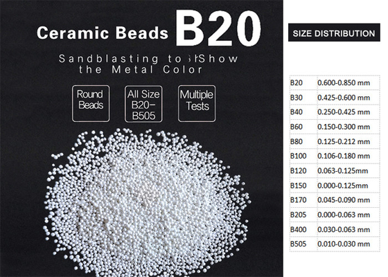ZrO2 60-65٪ خرزة سيراميك كثافة التفجير 3.85 جم / سم 3 تشطيبات أسطح متينة عالية المتانة