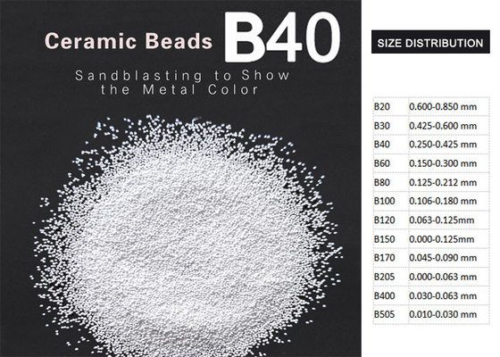 B40، B60 ZrO2 62٪ قوالب نسف بخرز سيراميك لتنظيف صلابة 700HV